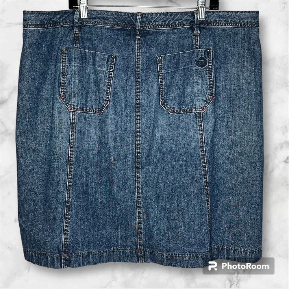 Tommy Hilfiger Denim Skirt Women's Size 20 Button Front Midi Jean Blue Plus